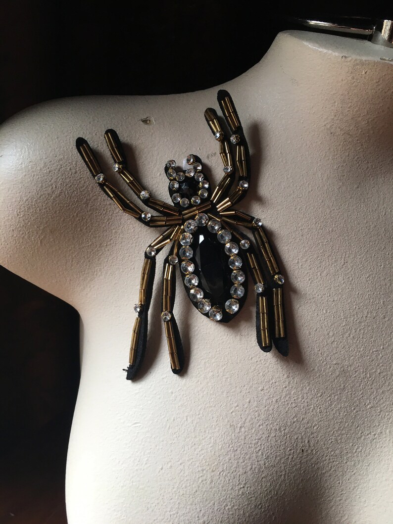 BLACK Spider Insect Applique Beaded Rhinestones for Jackets Etsy