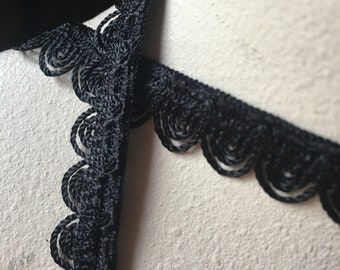 10 yds. BLACK Loopy Elastic Picot Elastic for Lingerie, Sewing EL 226