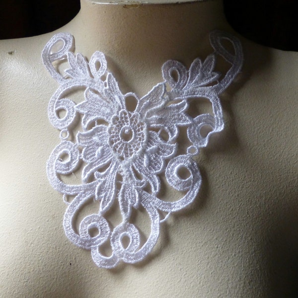 WEIßE Spitze Applikation farbstoffbar für Braut, Schmuck & Kostüm Design WA 604