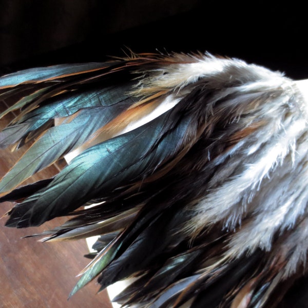 4" strip Feathers Half Bronze Schlappen in Natural for Hair Extensions,  Masks, Tribal Fusion, Costume Design