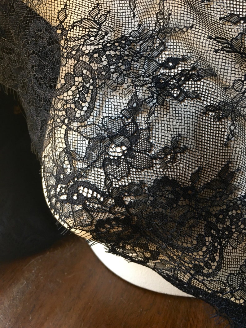 BLACK Chantilly Lace EYELASH Lace for Lingerie Veils - Etsy