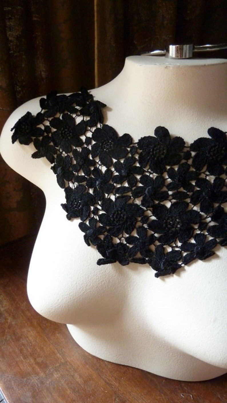 Black Lace Flower Applique for Garments Jewelry or Costume Etsy