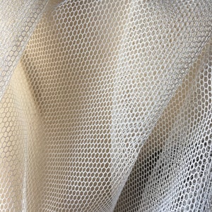 1/4+ yds Ivory Cotton Tulle Wide Hole 26 ps Bobbinet  50" width from UK for Bridal, Lace Embroidery, Lacemaking, Corsets, Costumes