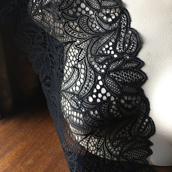 BLACK #1 Stretch Lace for Lingerie, Garments, Table Runners, Costumes STR #1