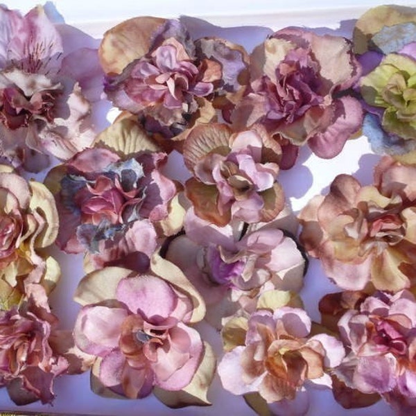 Sale Shabby Vintage Style Overdyed Silk Flowers