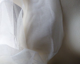 REMNANT - 6" Fine Ivory Cotton Tulle Bobbinet 40" width made in UK for Bridal, Veils, Gowns, Lace Embroidery, Lacemaking, Corsets, Costumes