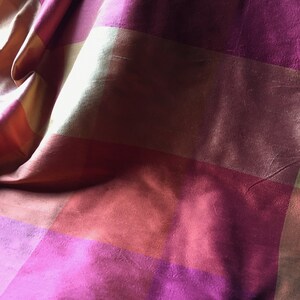 Pink & Orange Plaid Silk Fat Quarter Dupioni Stripe for Bridal, Clutches, Garters, Roses, Sewing image 3
