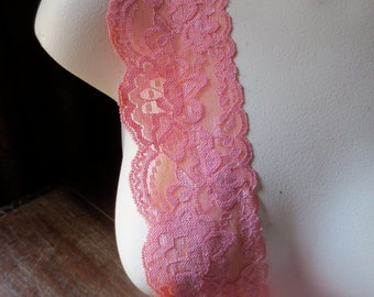 2 yds SALMON Stretch lace for Lingerie STR 12 s