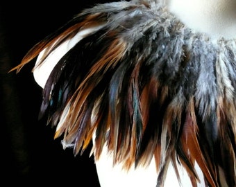 Feathers Furnace Rooster Saddle in Natural for Hair Extensions, Masks, Tribal Fusion, Costume Design