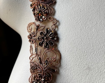 18" Bronze Copper Beaded Trim  for Lyrical Dance, Costume or Jewelry Design, Crafts TR 257 cop