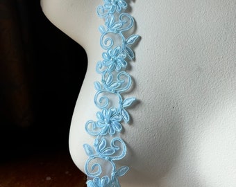 Blue Beaded Lace Trim  for Lyrical Dance, Bridal, Sashes, Costumes BL 4037