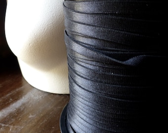 5 yds. BLACK Bra Strap Elastic 3/8" PLUSH BACK for Straps, Headbands, Lingerie, Garter or Costume Design