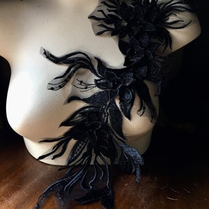 BLACK 3D Applique Lace for Grad Gowns, Lyrical Dance, Ballet, Couture Gowns F73 image 3
