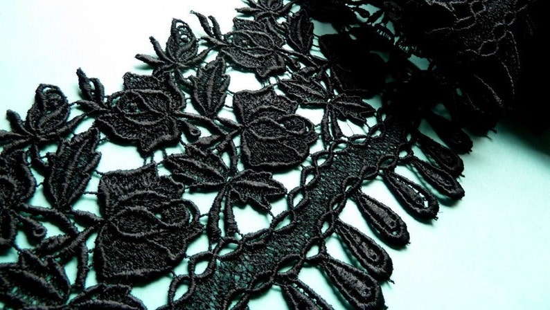 Black Lace Venice Lace for Applique, Corsets, Costume or Jewelry Design ...