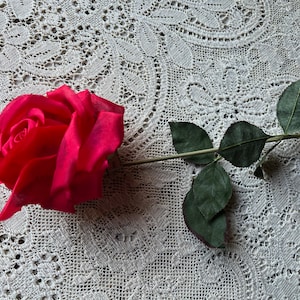 RED Silk Rose Long Stem Flower for Derby,  Bridal, Hats, Corsages, Floral Supply MF