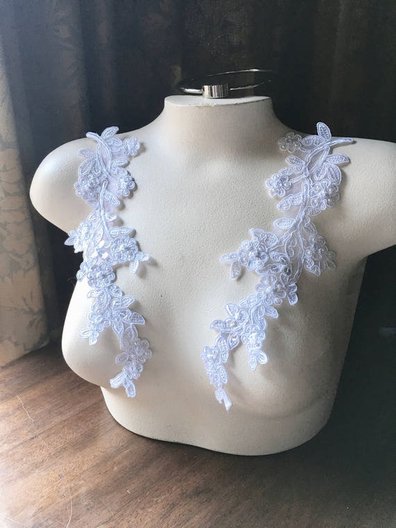 WHITE Lace Applique Pair Beaded Lace for Lyrical Dance Etsy