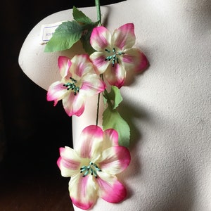 Pink Silk Flowers Vintage Millinery Clematis made in Germany in Pink Romance for Millinery, Headbands, Fall Bridal MF42