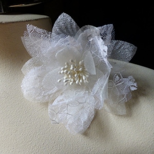 Ivory Lace Flower Pin for Bridal, Ballet, Sashes, Shoes, Headbands, Headpieces, Corsages MF