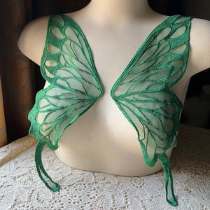 GREEN Butterfly Wings Appliques for Lyrical Dance, Fairy Costumes PRBF MED