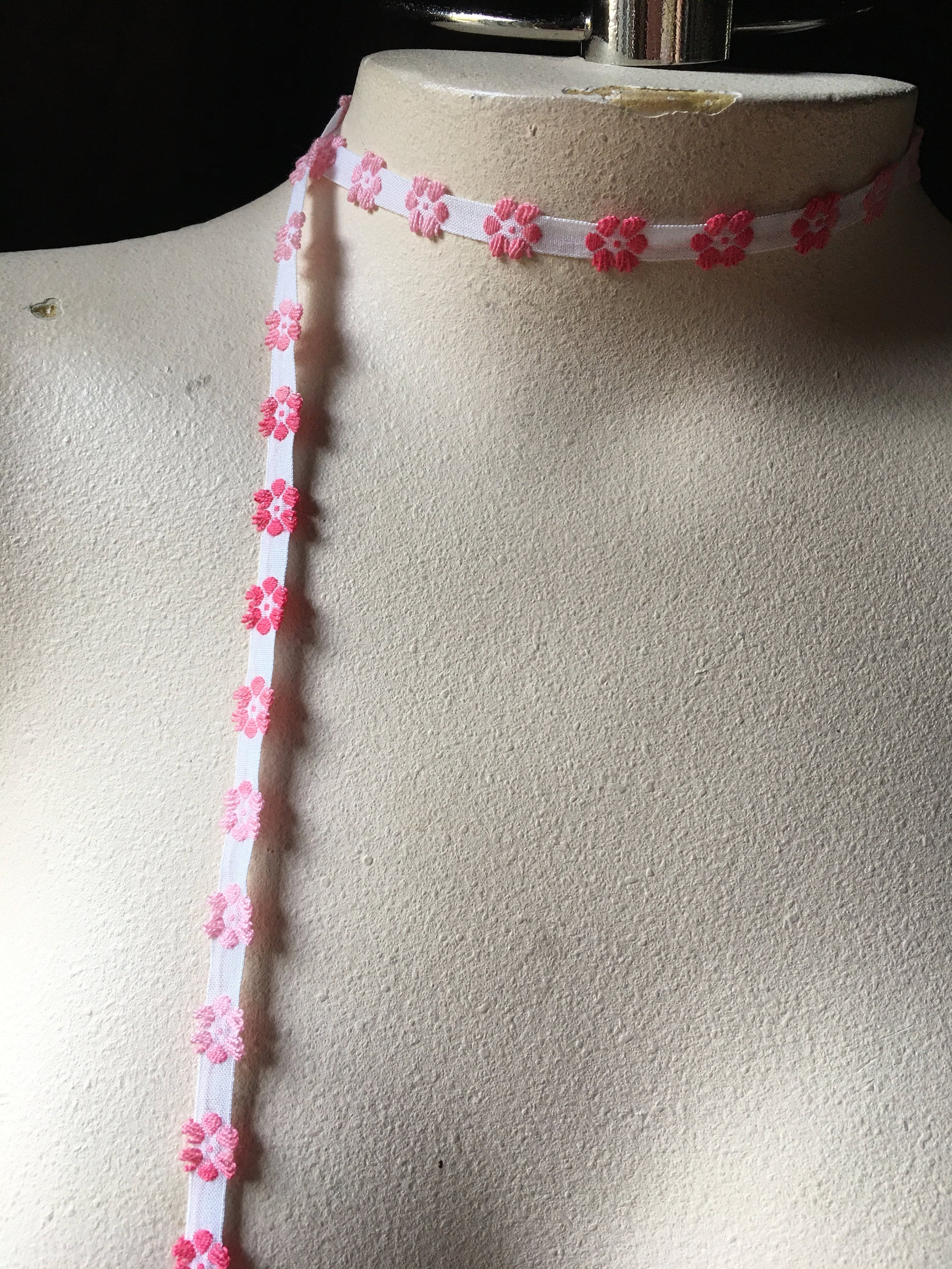 2 Yds. Pink & White Jacquard Ribbon Trim for Bridal