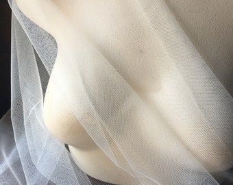 Seidenweißer Englischer Netzstoff: 118 "breiter Brautschleier aus recyceltem Polyester Material # 3