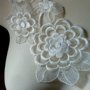 Ivory Lace Flower Applique Dyeable for Lyrical Dance, Ballet, Bridal, Costume Design IA 110 image 1