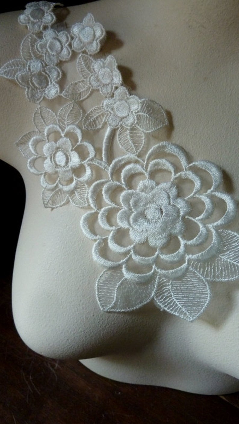 Ivory Lace Flower Applique Dyeable for Lyrical Dance, Ballet, Bridal, Costume Design IA 110 image 1