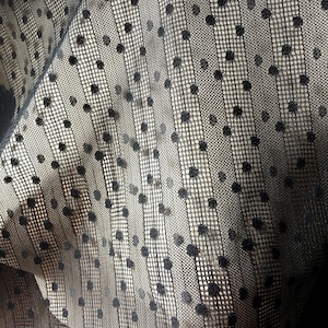 BLACK Swiss Dot Point d&#39;Esprit Striped NETTING for Garments, Millinery, Veils