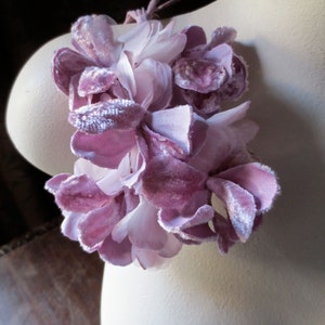 Rosey Lilac Flowers Velvet and Organza Flowers for Bridal, Headbands, Hats, Sashes, Boutonnieres, Corsages. MF 32