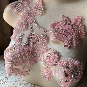 PINK & COPPER Applique #2 Beaded for Lyrical Dance, Ballet, Couture Gowns F178-2