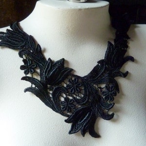 Black Lace Applique for Jewelry or Costume Design, Altered Couture BLA 476