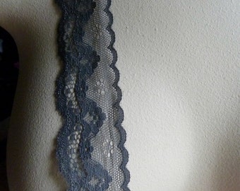 3 yds Charcoal Gray Lace Scalloped for Garments, Lingerie, Costume Design  CL 3043 gr roll