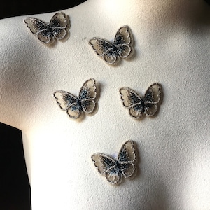 5+ Gold & Teal Butterfly SMALLER  Appliques for Bridal, Garments, Costume Design BFsm2