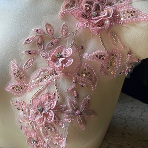 Rose Pink Applique Beaded for Lyrical Dance, Ballet, Couture Gowns F185-2