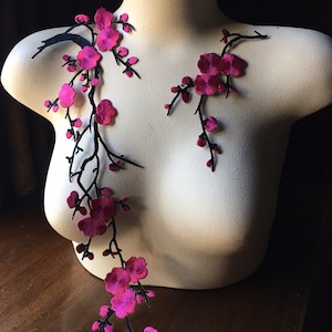 HOT Pink Cherry Blossom Appliques Iron On Appliques for Garments, Lyrical Dance, Costume or Jewelry Design IRON CHBLPBLA