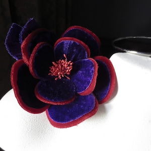 Purple & Red Flower Velvet Millinery for Derby, Ascot, Bridal, Hats MF 110