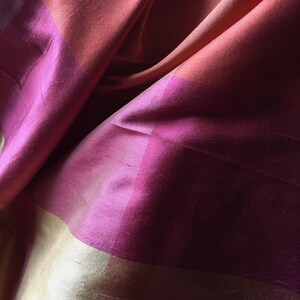 Pink & Orange Plaid Silk Fat Quarter Dupioni Stripe for Bridal, Clutches, Garters, Roses, Sewing image 2
