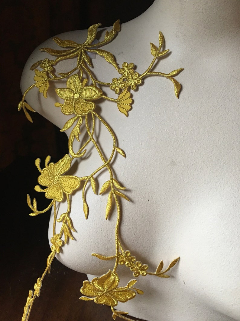 NEW GOLD Flower Vine Applique Iron On for Lyrical Costumes, Cosplay, Garments IRON 84 image 2