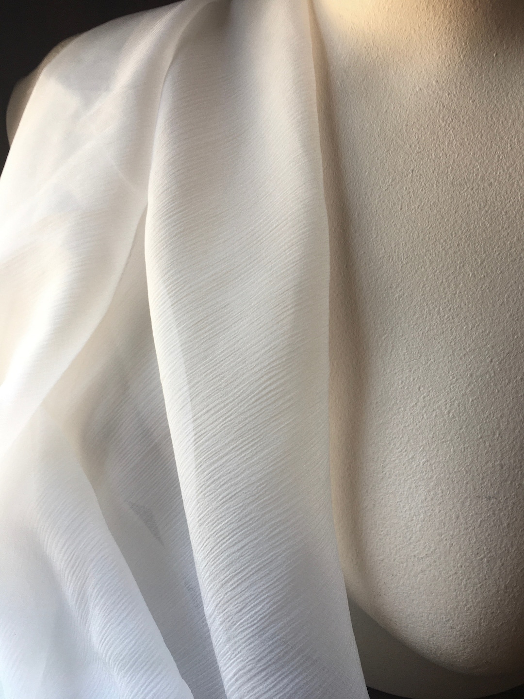 100% IVORY SILK Chiffon Crinkle Fabric for Bridal Bows, Garments ...