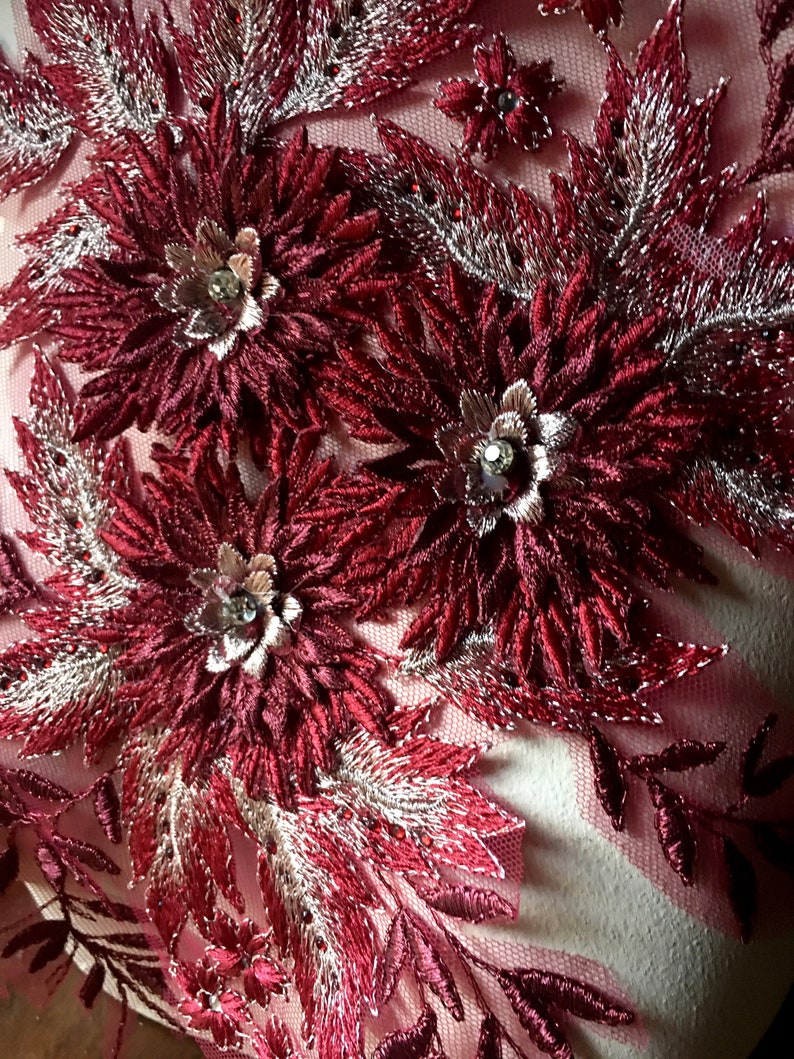 BURGUNDY & RED 3D Applique Beaded for Lyrical Dance Ballet | Etsy