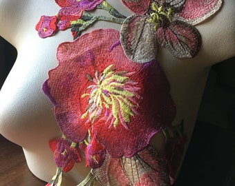 Red & Purple Rose Applique: Large Floral Costume Embellishment (SECOND QUALITY) CA 820