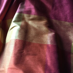 Pink & Orange Plaid Silk Fat Quarter Dupioni Stripe for Bridal, Clutches, Garters, Roses, Sewing image 7
