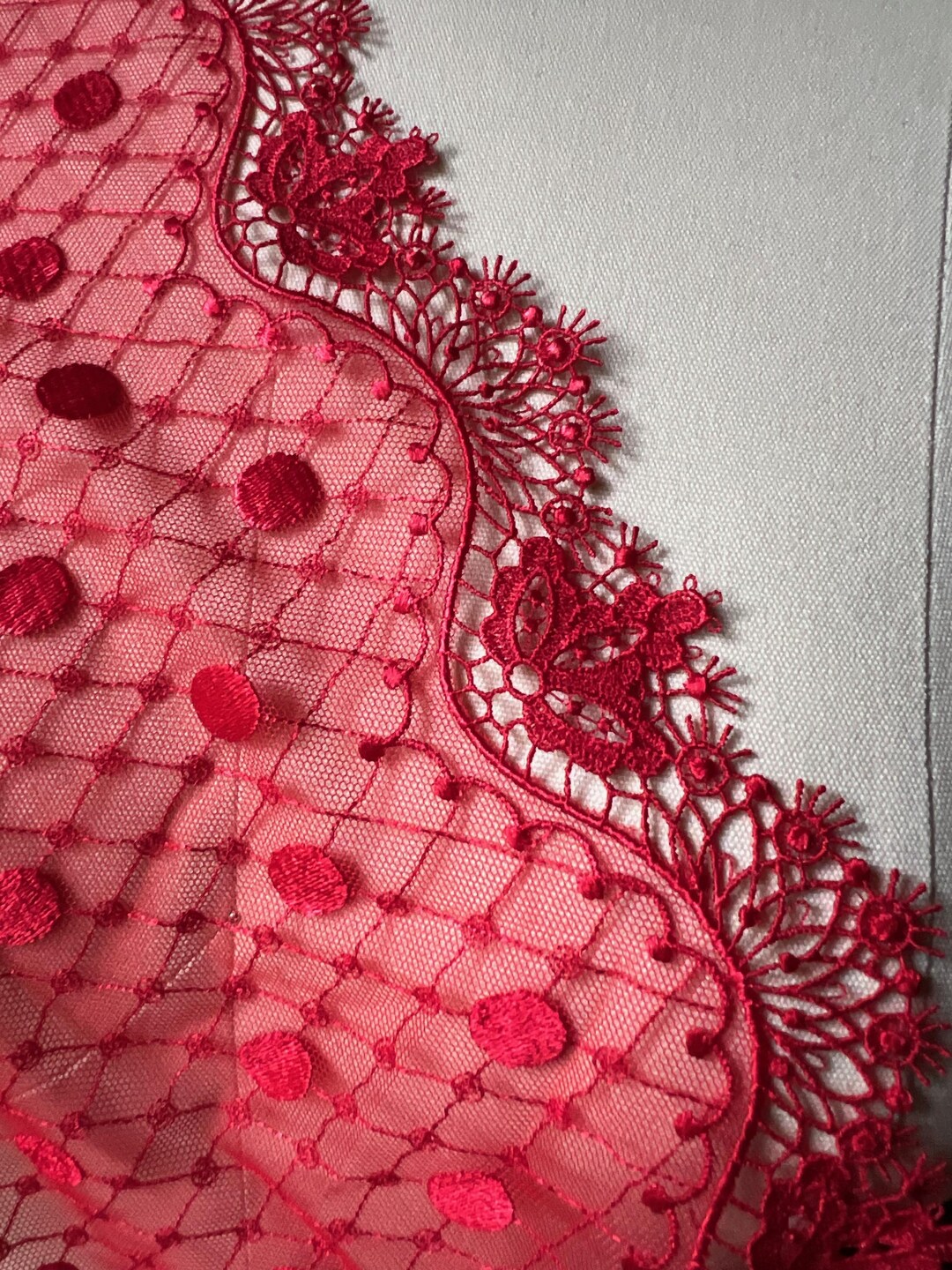 Light Red Lace RED Lace Embroidered & Venise Lace 9