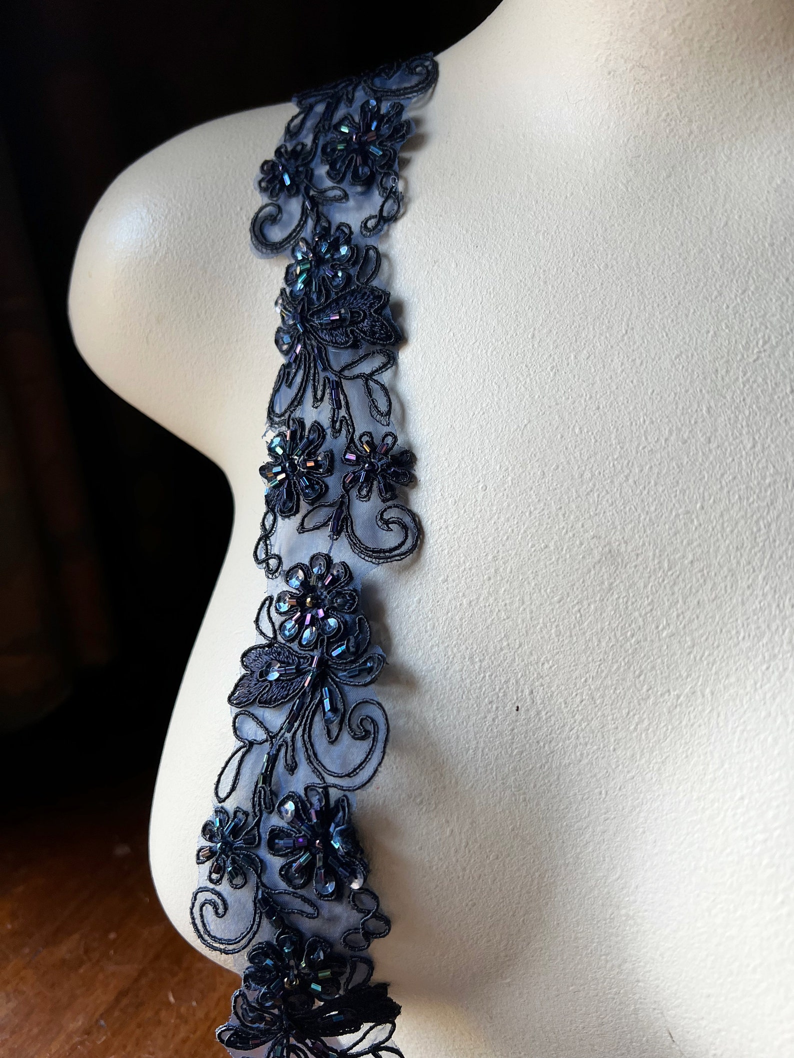 18 NAVY BLUE Beaded Trim for Costume or Jewelry Design Etsy