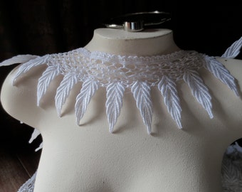 SALE White Leaves Lace Applique Leaves  for Lyrical Dance, Ballet, Bridal, Jewelry or Costume Design L 1000