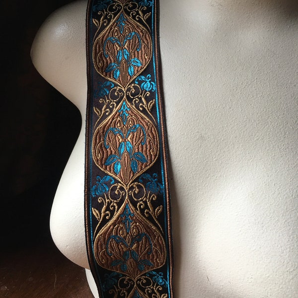 COPPER & TURQUOISE Jacquard Ribbon Trim for Garments, Costume Design, Home Decor TR 227 ct