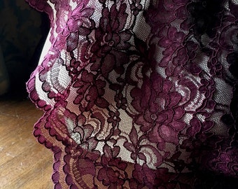 FAT QUARTER BURGUNDY Alencon Lace for Clutches, Accessories