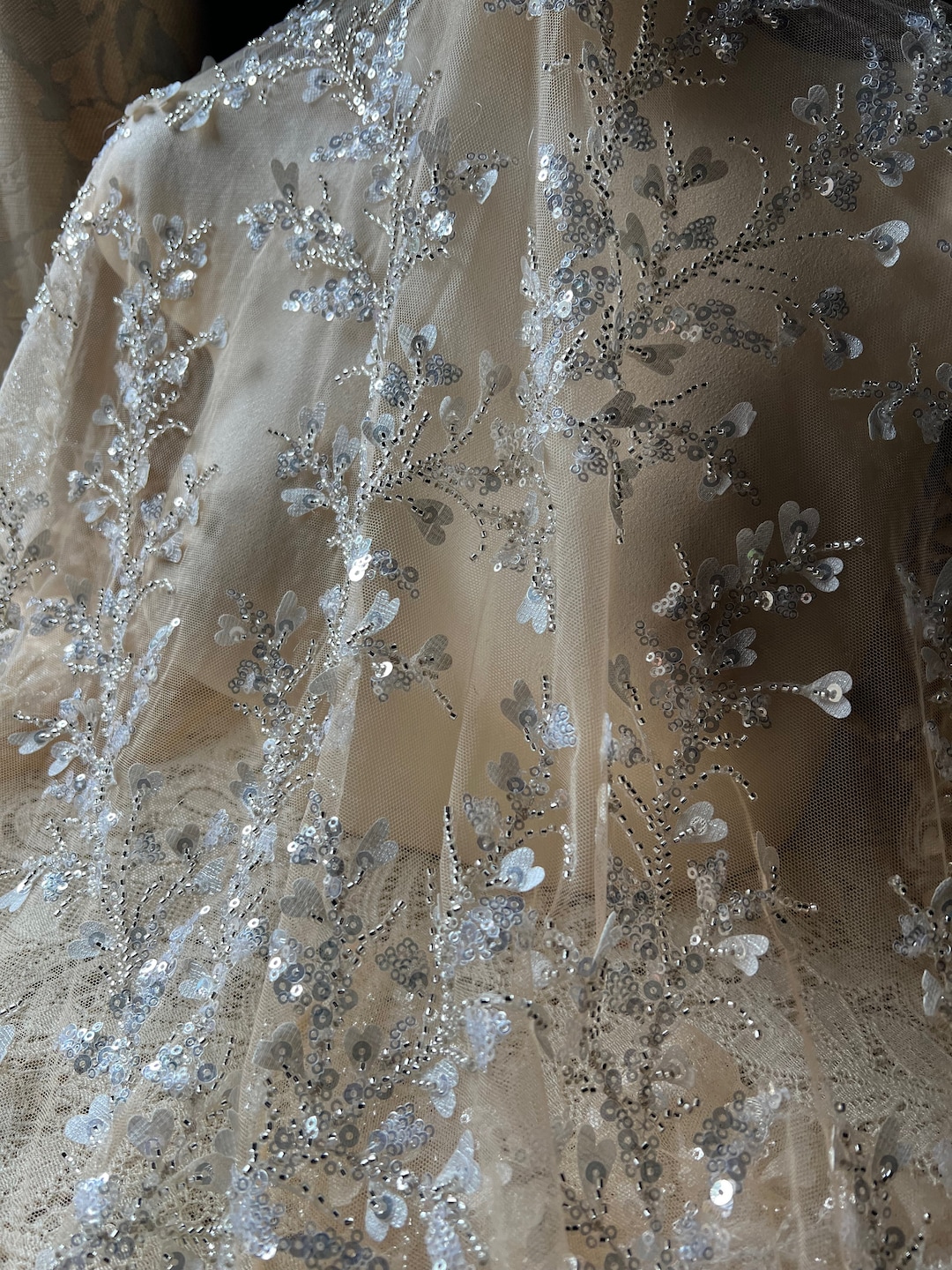 Champagne 3d Embroidered Lace Eb5034