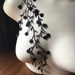 BLACK Flower Vine SHORTER Applique Iron On for Lyrical Costumes, Cosplay, Garments  IRON 66 sm