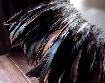 Feathers Half Bronze Rooster Coq Tail #1 in Natural for Hair Extensions, Masks, Tribal Fusion, Costume Design